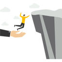 پیش‌نمایش فایل confident-businessman-jumps-from-helping-giant-hand-to-reach-cliff-target-9380970 از پک کسب و کار