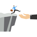 پیش‌نمایش فایل confident-businessman-jumps-from-helping-giant-hand-to-reach-cliff-target-9380971 از پک کسب و کار