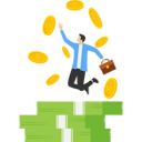 پیش‌نمایش فایل successful-businessman-happy-and-jumping-on-pile-of-money-9438153 از پک کسب و کار