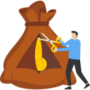 پیش‌نمایش فایل businessman-cut-big-sack-full-of-cash-money-9533441 از پک کسب و کار