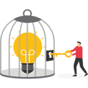 پیش‌نمایش فایل businessman-unlocks-idea-that-is-trapped-in-cage-vector-illustration-in-flat-style-9713718 از پک کسب و کار