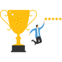 پیش‌نمایش فایل business-person-raise-success-trophies-with-five-star-rating-9874275 از پک کسب و کار