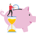 پیش‌نمایش فایل businessman-saving-time-to-work-put-in-a-piggy-bank-9874268 از پک کسب و کار