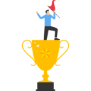 پیش‌نمایش فایل businessman-standing-on-a-winners-pedestal-with-a-trophy-9794911 از پک کسب و کار
