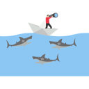 پیش‌نمایش فایل businessman-standing-in-up-side-down-with-team-surrounded-by-sharks-11984482 از پک تصویرسازی کسب‌وکار