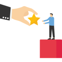 پیش‌نمایش فایل businessman-standing-on-big-hand-getting-star-reward-12122763 از پک کسب و کار
