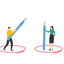 پیش‌نمایش فایل businessman-and-woman-keep-distance-away-by-drawing-circle-12135007 از پک کسب و کار