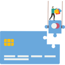 پیش‌نمایش فایل businessman-sitting-on-puzzle-piece-of-his-bank-card-and-holding-shopping-bags-12152920 از پک کسب و کار
