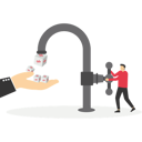 پیش‌نمایش فایل businessman-opening-water-tap-and-cube-block-with-percentage-symbol-12208054 از پک کسب و کار