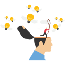 پیش‌نمایش فایل businessman-open-his-head-to-using-butterfly-net-to-cat-light-bulb-idea-12227207 از پک کسب و کار