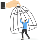 پیش‌نمایش فایل big-hand-catching-small-businessman-with-birdcage-12288710 از پک کسب و کار