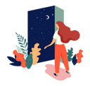 پیش‌نمایش فایل beautiful-woman-opens-the-door-with-night-sky-view-3409906 از پک زنان
