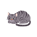 پیش‌نمایش فایل domestic-striped-gray-cat-11904820 از پک گربه های کارتونی ناز که گاز می گیرند یا دراز می کشند