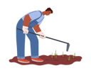 پیش‌نمایش فایل male-farmer-working-in-garden-with-hoe-11909956 از پک تجهیزات مزرعه