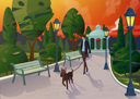 پیش‌نمایش فایل man-walking-dog-in-park-8699447 از پک چشم انداز