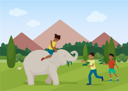 پیش‌نمایش فایل kids-playing-with-baby-elephant-8699205 از پک متفرقه