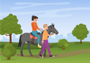 پیش‌نمایش فایل woman-riding-horse-with-man-8751082 از پک فعالیت های فضای باز