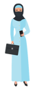 پیش‌نمایش فایل hijab-girl-holding-mobile-and-briefcase-9160428 از پک افراد کسب‌وکار عرب