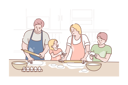 پیش‌نمایش فایل family-cooking-in-kitchen-togheter-9448681 از پک خانواده و والدین