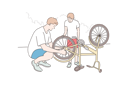 پیش‌نمایش فایل father-and-son-repairing-cycle-9448672 از پک خانواده و والدین