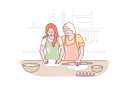 پیش‌نمایش فایل grandma-and-grand-daughter-cooking-together-9448687 از پک خانواده و والدین