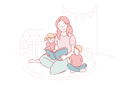 پیش‌نمایش فایل mother-and-kids-reading-book-9448678 از پک خانواده و والدین