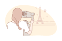 پیش‌نمایش فایل adventurous-woman-traveller-looks-at-eiffel-tower-10063424 از پک سرگرمی