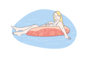 پیش‌نمایش فایل young-woman-swimming-with-rubber-ring-10063443 از پک سرگرمی