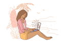 پیش‌نمایش فایل girl-freelancer-sitting-on-coast-beach-working-laptop-10063458 از پک سرگرمی‌ها و سفر