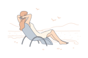 پیش‌نمایش فایل young-female-tourist-sitting-in-lounge-chair-on-sea-beach-10063468 از پک سرگرمی‌ها و سفر