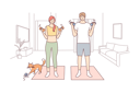 پیش‌نمایش فایل couple-is-doing-exercise-using-dumb-bells-10063577 از پک ورزش و تناسب اندام
