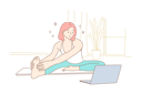 پیش‌نمایش فایل young-lady-is-doing-exercise-from-online-videos-10063580 از پک ورزش و تناسب اندام
