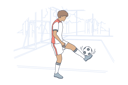 پیش‌نمایش فایل kid-soccer-player-kicking-ball-on-field-10063591 از پک فعالیت ورزشی