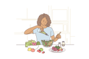پیش‌نمایش فایل woman-making-salad-10704069 از پک غذا