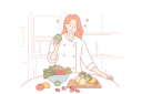 پیش‌نمایش فایل woman-standing-with-healthy-fruits-and-vegetables-at-home-10704056 از پک غذا