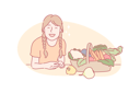 پیش‌نمایش فایل woman-with-eco-vegan-food-10704086 از پک غذا