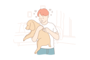 پیش‌نمایش فایل boy-is-hugging-his-pet-dog-10693743 از پک کودکان