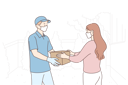 پیش‌نمایش فایل delivery-man-is-handing-over-box-to-girl-10694429 از پک تحویل