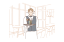 پیش‌نمایش فایل waiter-is-serving-alcoholic-drink-to-customers-10704822 از پک کارگران