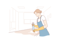 پیش‌نمایش فایل girl-is-sweeping-kitchen-platform-10704691 از پک کارگران