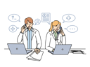 پیش‌نمایش فایل doctors-work-in-clinic-telephone-helpline-and-answer-patients-questions-by-phone-standing-near-table-11034096 از پک فعالیت افراد