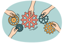 پیش‌نمایش فایل business-people-connect-gear-mechanism-engaged-in-teamwork-11033639 از پک فعالیت افراد
