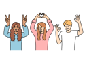 پیش‌نمایش فایل multiethnic-people-students-smiling-showing-approval-gestures-and-raising-hands-up-11506925 از پک فعالیت افراد