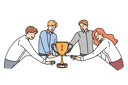 پیش‌نمایش فایل team-of-business-people-fight-for-golden-cup-and-standing-around-table-and-holding-out-hands-to-trophy-11506926 از پک فعالیت افراد