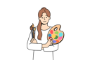 پیش‌نمایش فایل woman-artist-holds-brushes-for-painting-and-palette-for-mixing-watercolor-paints-11506921 از پک فعالیت افراد