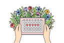 پیش‌نمایش فایل menstrual-cycle-calendar-in-hands-of-woman-and-flowers-for-tracking-of-pms-days-11506873 از پک فعالیت افراد