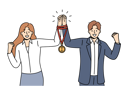 پیش‌نمایش فایل team-business-man-and-woman-together-received-winners-medal-for-excellent-work-on-assigned-tasks-11506869 از پک فعالیت افراد