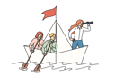 پیش‌نمایش فایل woman-crisis-manager-leads-team-during-storm-and-standing-on-paper-ship-and-holding-shameful-trumpet-11506860 از پک فعالیت افراد