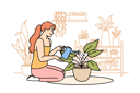 پیش‌نمایش فایل woman-florist-grows-houseplants-to-decorate-own-apartment-and-waters-flower-while-sitting-on-floor-11506885 از پک فعالیت افراد