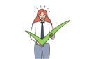 پیش‌نمایش فایل business-woman-shows-check-mark-as-sign-confirmation-of-plans-for-completion-project-11506839 از پک فعالیت افراد